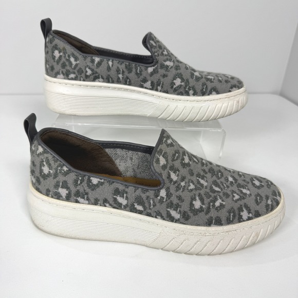 Sofft Shoes - Sofft Somers Leopard Platform Slip On Sneakers Womens 8 Gray Chic
